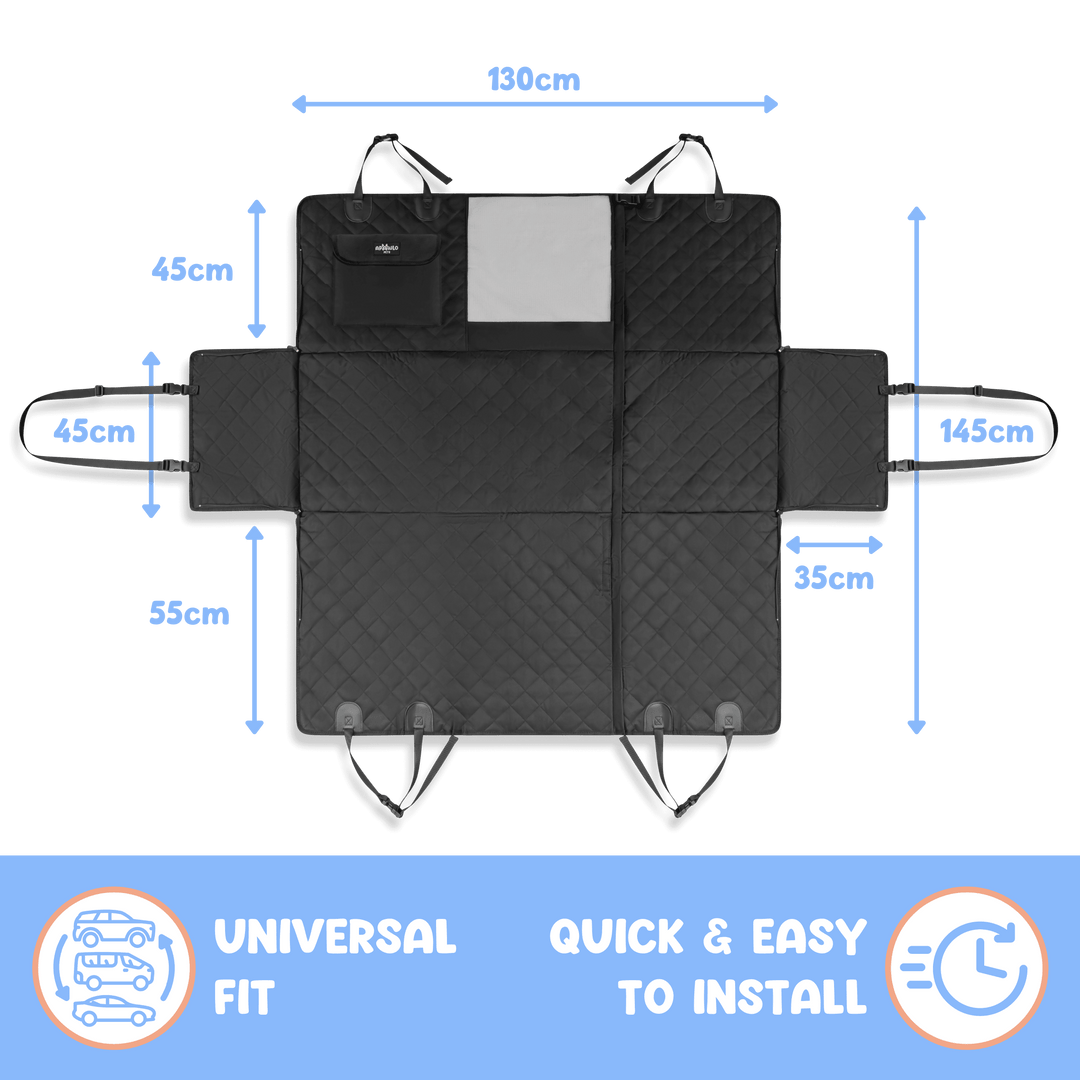 Dog car seat cover sizing diagram with dimensions, universal fit for any car #drive-configuration_left-hand-drive