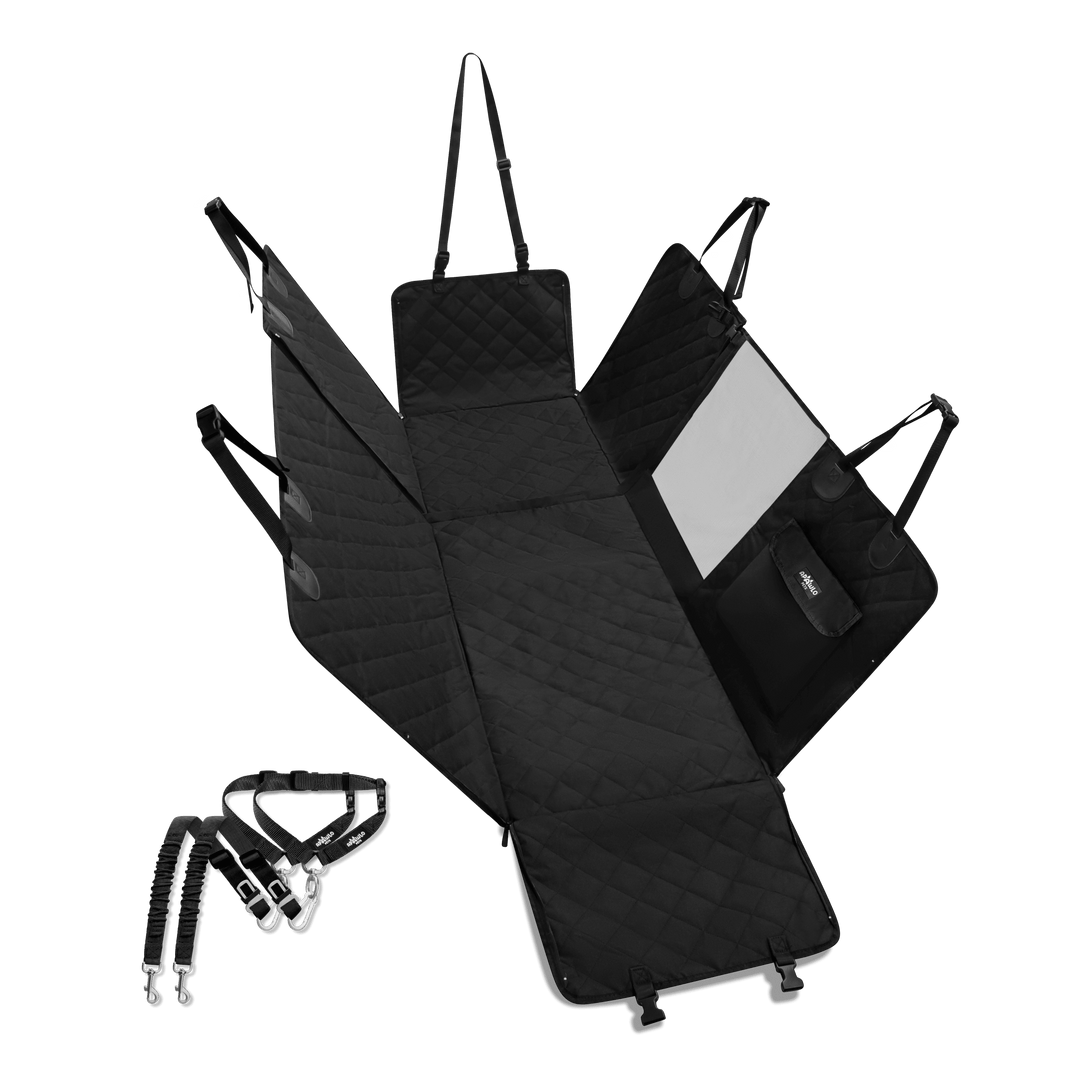 4-in-1 dog car seat cover in hammock configuration, waterproof, product shot #drive-configuration_right-hand-drive