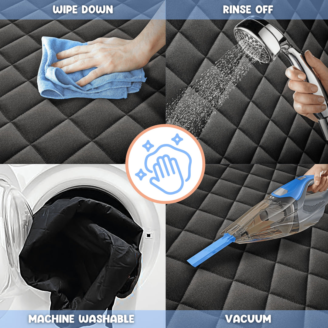 Dog car seat cover cleaning options: wipe down, rinse off, machine washable, and vacuum for easy cleanup #drive-configuration_right-hand-drive